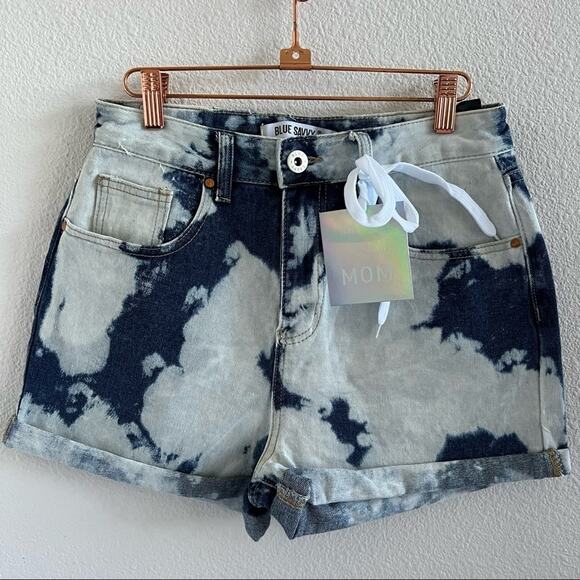 NWT Blue Savvy Acid Bleach Wash Denim Jean 100% Cotton Shorts 9 / 29 - Picture 1 of 10